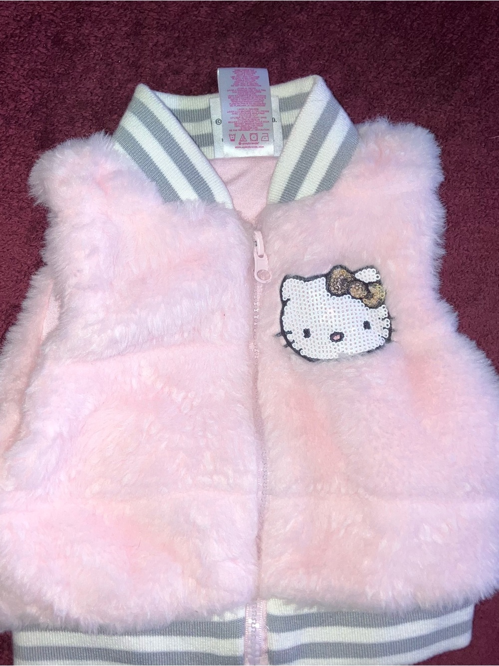 Hello Kitty Light Pink Faux Fur Toddler Vest with Sequin Patch